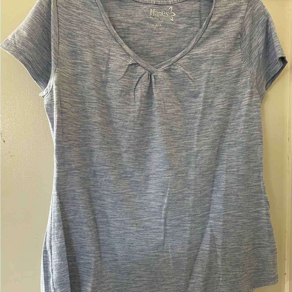 Hanes Women's Blue V-Neck Top